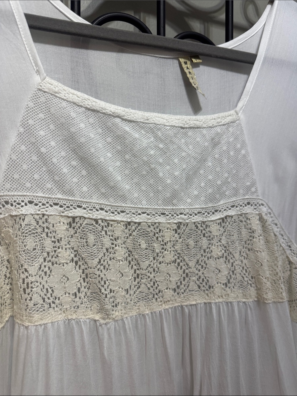 Ivory Crochet Lace Boho Tunic L - Picture 4 of 13